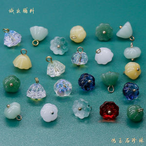 Imitation Jade Lotus Pumpkin Glass Buttons Pearl Buckles DIY Jewelry Accessories for Qipao Tang Suit Hanfu Traditional Chinese Clothing