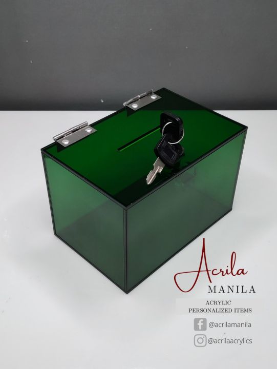 Colored Acrylic Tip Box with lock 6x4x4 inches | Lazada PH