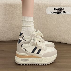 DINGMUYI | Leather Fashion Platform Sneakers 9cm