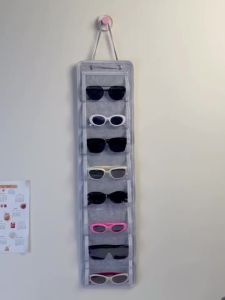1pc Hanging Felt Vertical 8-Grid Sunglasses Storage Bag Saves Space Vertical Glasses Display Storage Bag Suitable for Store Home
