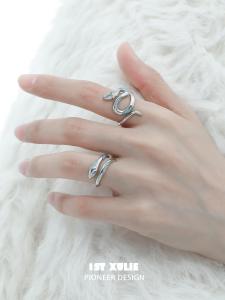 1ST XULIE | Nhẫn Điều Chỉnh Thiết Kế Rắn Xanh 925 Bạc Ý