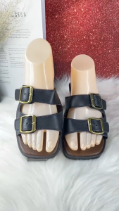 Double Strap Womens Fashion Open toe Flat Rubber Sandals 6689