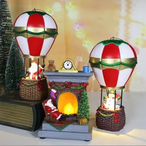 2026 Christmas Glowing Ornaments Santa Claus Snowman Hot Air Balloon with LED Light Christmas Tree Ornaments Kids New Year Gif