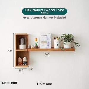 No-Drill Wall Mounted Solid Wood Shelf