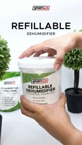 SPORTech Refillable Dehumidifier with Activated Charcoal for Odor Elimination Moisture Absorption Less Waste 700ml Tub | 350g Refill Pack