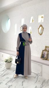 SHABIYAN-388 Gamis Wanita Remaja Dewasa Muslimah Wollycrape Kombinasi