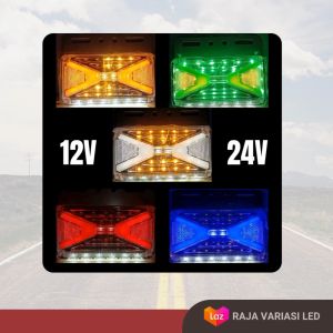Lampu LED Bak Samping Running 12-24V | Warna Bervariasi untuk Truk Bus dan Tronton - Ver. Reflektor V