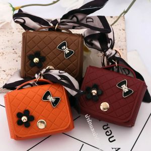 พวงกุญแจกระเป๋าหนังแฟชั่นขนาดเล็ก ดีไซน์เกาหลีสุดหรูหรา พร้อมริบบิ้น ของขวัญเครื่องประดับ