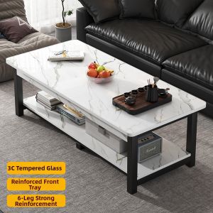 BAQILING | Compact Home Office Rectangular Glass Table