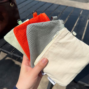 Mesh Cosmetic Bag Portable Mesh Storage Pouch with Zipper Lightweight Sundries Storage Bag Multi-purpose Square Coin Purse