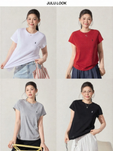 JULULOOK | Áo Thun cổ tròn hoặc cổ V phong cách Retro cỡ lớn