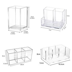 Large Capacity Acrylic Pen Holder Transparent Desk Organizer Multi-grid Stationery Box for Office Simple Design Storage Box