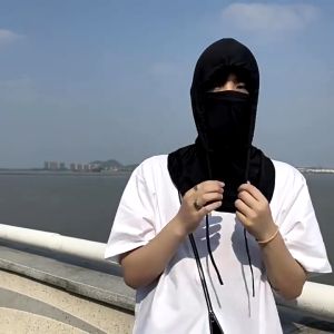 Full Face Mask Sunscreen Hat Drawstring Headscarf Hat Ice Silk Neck Cover Muslin Face Mask with Hoodie Headscarf Balaclava Mask  男士骑行防晒