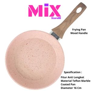 Teflon Anti Lengket Marble Coating Frypan Granite Marble Coating Wajan Anti Lengket Mini 16cm