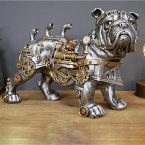 Mechanical punk dog animal statuesindustrial Gothic steampunk standing dog decorationscreative punk office bookshelf decoratio