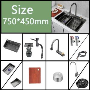Beautiful kitchen sink White Digital Display Waterfall Kitchen Sink Stainless Steel Single Sink Nano Honeycomb Home Sink
