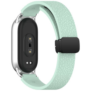 NEW lychee grain Silicone Strap For Xiaomi Watch 10 Sports Band For Xiaomi Mi Band 8/9/10 NFC Silicone folding magnetic strap