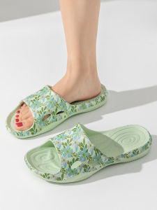 Viburn Summer Womens Slippers Anti-slip Print Home Bathroom Soft Bottom Lightweight Beachwear Slippers Plant Floral Pattern