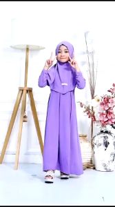 GAMIS MANASIK ANAK BAHAN CRINGKEL SET KERUDUNG