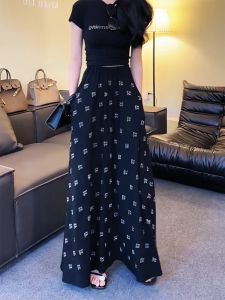 Váy Midi Cạp Cao Xếp Ly Thời Trang Mùa Hè 2025 Có Túi Dáng Rộng Che Hông Phong Cách Thường Ngày Váy Midi Dài Hợp Thời Trang