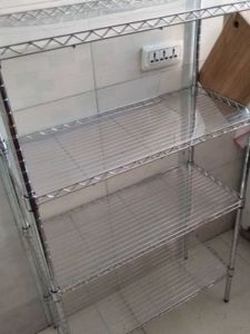 Stainless Steel Kitchen Storage Rack Single Layer Mesh Shelf Middle Tube Special Net Panel Kitchen Organization Metal Stand