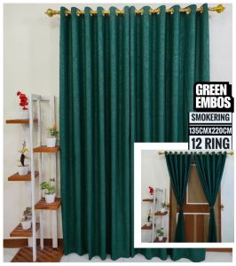 GORDEN PINTU DAN JENDELA RENDA HATI UKURAN 135CM X 220CM BAHAN EMBOS FREE TALI