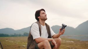 Jisulife Handheld Fan Ultra Super Power 100 Speed Ultra Turbo Strong Wind Portable Fast Charge Rechargeble 9000mAh Hidden Blade High Quality Handheld Mini Fan As Hair Dryer for Outdoor Indoor Badminton Court Concert Camping FA55 Kipas Mini Kipas Viral