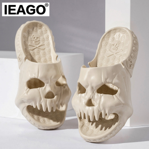 IEAGO Original Slippers Men Women EVA Skull Design Summer Slide (send from Philippines warehouse Manila) Fun Novelty Soft Beach Slippers Outdoor Non-slip Sandals