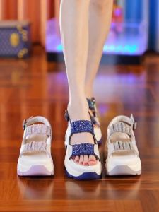 Korean Style Thick Bottom Platform Roman Sandals Womens Summer New Casual Beach Shoes Superfibers Low Top Slip-On Casual Sandals