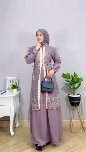Maxi Alessia Gamis Lebaran Brukat Mewah - Dress Muslim Wanita Elegan Kekinian Matt Torino - Demore