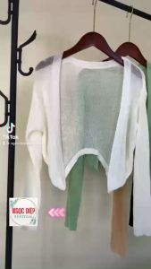ÁO CARDIGAN ÁO KHOÁC MỎNG LEN DÁNG NGẮN COPTOP NGANG LƯNG DÀI TAY MẶC KÈM ÁO VÁY 2 DÂY THỜI TRANG HOT TREND