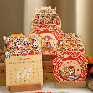 2026 năm con ngựa Lịch Bàn chèn giấy đế gỗ lịch lịch lịch kế hoạch hàng tháng lịch Món quà năm mới Trung Quốc (trong kho)