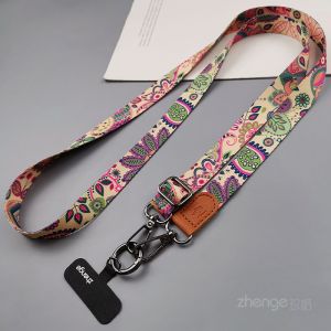 สายรัดโทรศัพท์มือถือแบบปรับได้สำหรับผู้หญิง เครื่องประดับโทรศัพท์มือถือสไตล์วินเทจแบบลำลอง สายรัดแบบกว้างสำหรับขี่จักรยานกลางแจ้ง สายรัดคอแบบถอดได้สำหรับกล้องและเครื่องบินนกแก้ว