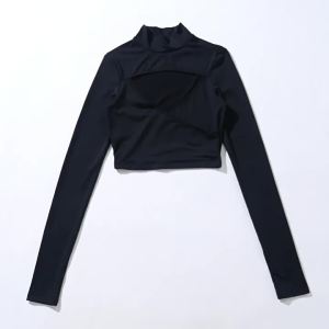 Hollow Out T Shirts For Women Streetwear Long Sleeve Crop Top Y2k Clothes Turtleneck Camisetas Skinny Ropa Mujer Hot Club Outfit