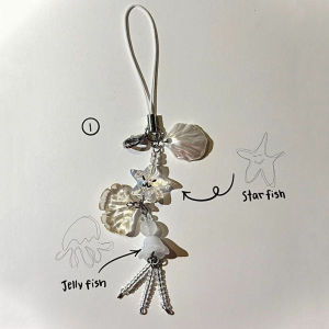 Cute Phone Charm Strap Summer Ocean Style Seashell Jelly Fish Pendant Key Strap Lanyard Girl Woman Bag Keychain Keycord【SMQ】