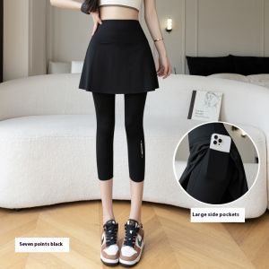 FED Summer Ice Silk High-Waist Yoga Skirt with Pockets for Women