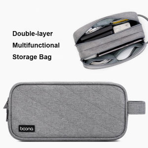 Huife Portable Data Cable Storage Bag Double-layer Earphone Organizer Bag for Mouse Charger  USB Gadgets Travel Pouch