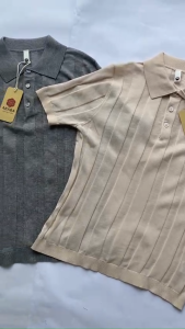 Áo Polo Nam Dệt Kim ABABA S5555 Phối Linen & Cellulose Cao Cấp Co Giãn Thoáng Khí Size M đến 4XL Hà Đinh