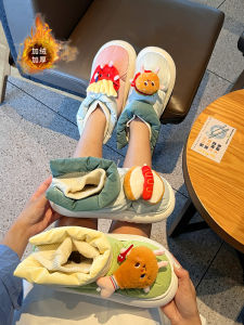 รองเท้าบูทหิมะหนาลายแฮมเบอร์เกอร์และฟries สำหรับผู้หญิง ฤดูหนาว 2023 รองเท้าบูทหิมะกันน้ำแบบสวมสบาย รองเท้าบูทหิมะแบบสวมสบายสำหรับกลางแจ้ง