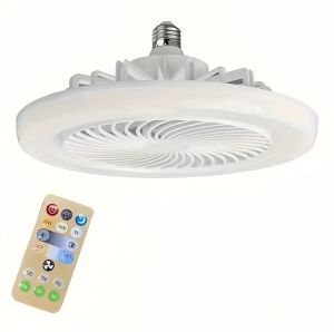 2-in-1 30W Ceiling Fan Light with Remote Control 360° Rotating E27 LED Lamp for Living Room & Bedroom Decor