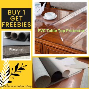 0.800mm Thickness PVC Soft Crystal Clear Plastic Table Cover Vinyl Protector Sheet Transparent Kitchen and Dining Waterproof Heavy Duty  Oil-proof Heat Resistant Anti-slip Customized Tablemat Flexible Desktop