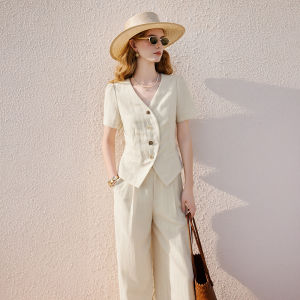 XIANGYING | Retro Style Blue Womens Suit Set