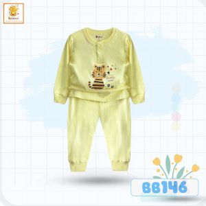 Đồ bé trai bé gái Babiboo bộ dài tay thu đông vải cotton mềm mịn BB146