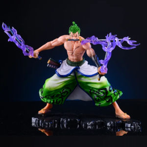 Bandai | Figura de Ação Estilo Anime OnePiece Phantom RoronoaZoro Modelo de Estátua Colecionável Presentes para Desktop Modelo Artesanal