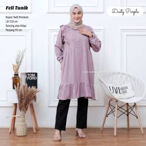 Tunik Rayon Twill Jumbo Ld 110 Atasan Wanita Tunik Lengan Panjang Polos Terbaru