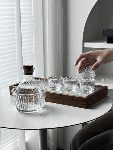 High-End Glass Cup Set for Rice Wine Plum Wine Fruit Wine Cold And Hot Temperature Control Japanese Style Home Use Wine Serving Set