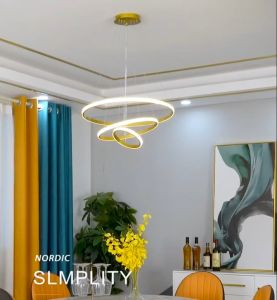 Lampu Gantung Ruang Tamu Lampu Gantung LED Tiga Cincin Lampu Hias Gantung Plafon Minimalis