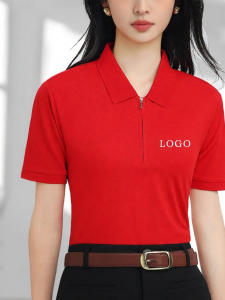 JINGYILAIXIU | Customized Polo Shirt Half Zipper Plain Color Short Sleeve Summer Workwear