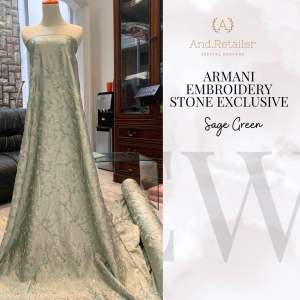 Bahan Kain Kebaya Mewah Armanii Silk Bordir Embroidery Stone Harga 05meter