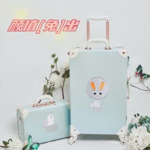 Sarah Face Retro Embroidered Luggage Purple Carry-On Suitcase Cute Womens Trunk 24 Inch Popular Hardshell Travel Bag